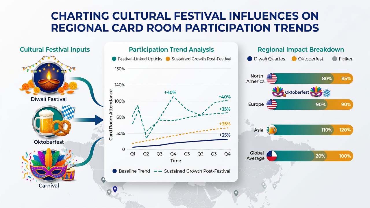 Data visualization of card room traffic correlating with festival calendars in key regions