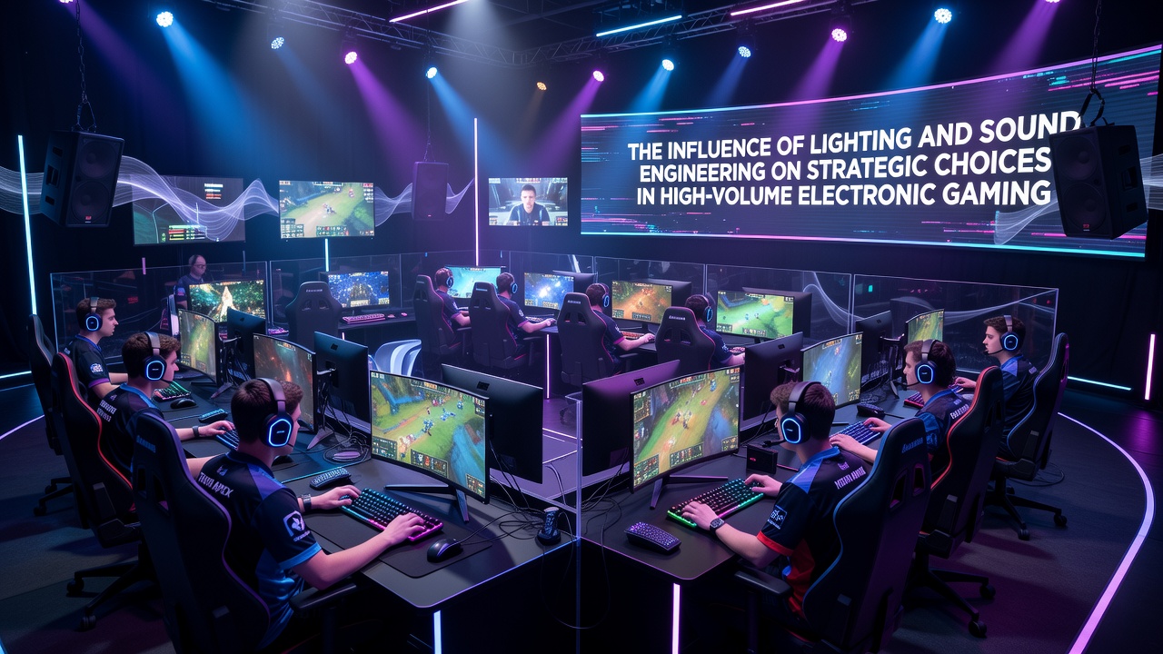 Close-up of electronic gaming terminals showing integrated lighting strips and directional speakers positioned above player seating areas