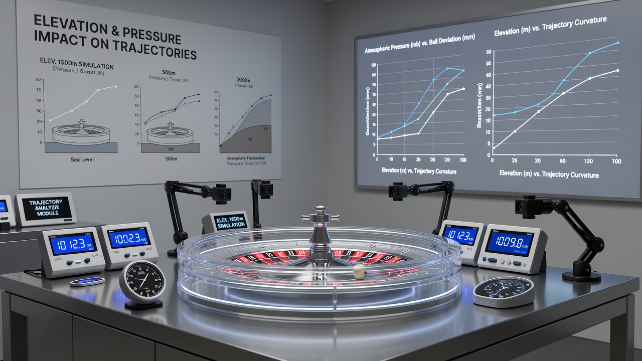 Technical diagram showing roulette ball path overlaid with atmospheric pressure sensor data